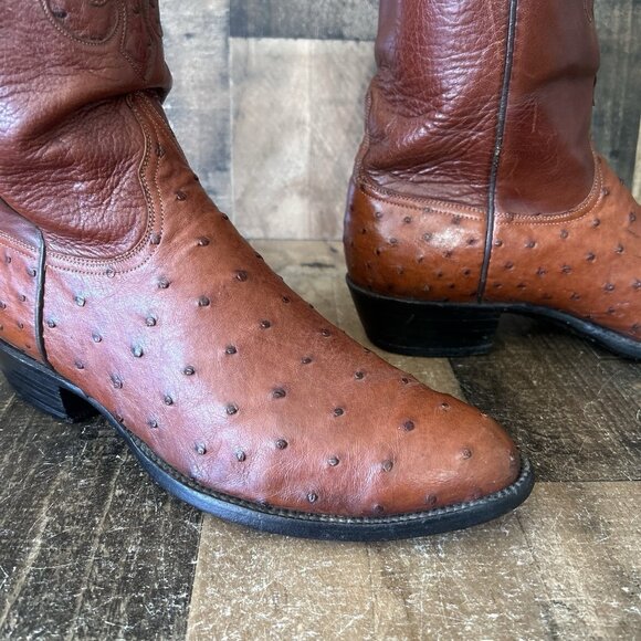 Lucchese Classics Handmade E176964 Ostrich Inlay Cowboy Boots Mens 10.5 EE - Picture 9 of 12